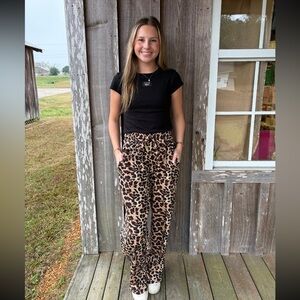 Lulu Mac Waffle Knit Leopard Print Pants